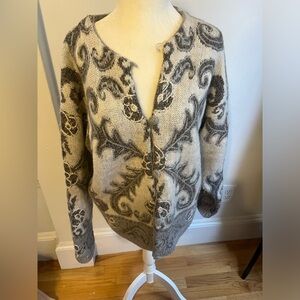 Gray and Cream Floral Cardigan